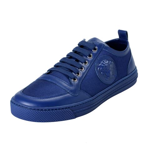 blue and gold versace sneakers|Versace men's medusa sneakers.